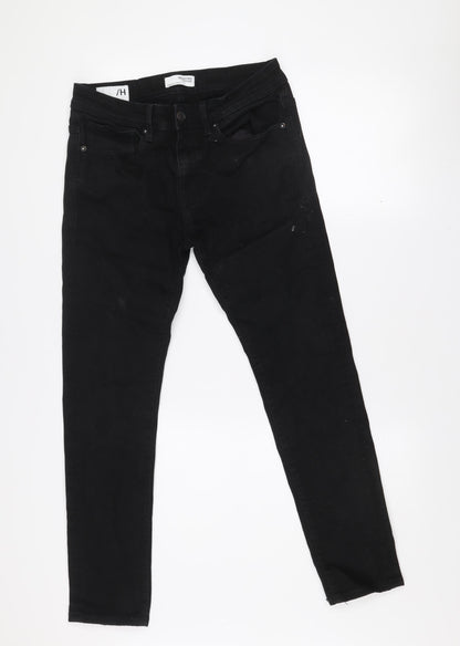 SELECTED HOMME Women's Black Skinny Jeans Size 12 Slim Fit Cotton Blend