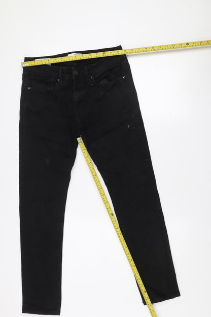 SELECTED HOMME Women's Black Skinny Jeans Size 12 Slim Fit Cotton Blend