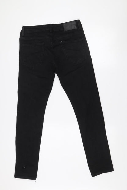 SELECTED HOMME Women's Black Skinny Jeans Size 12 Slim Fit Cotton Blend