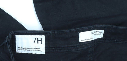 SELECTED HOMME Women's Black Skinny Jeans Size 12 Slim Fit Cotton Blend
