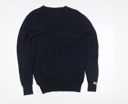 Superdry Men's Blue Cotton Cashmere V-Neck Jumper M