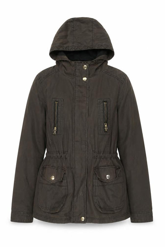 New Look Women's Brown Hooded Parka Jacket Size 10 Cotton Blend