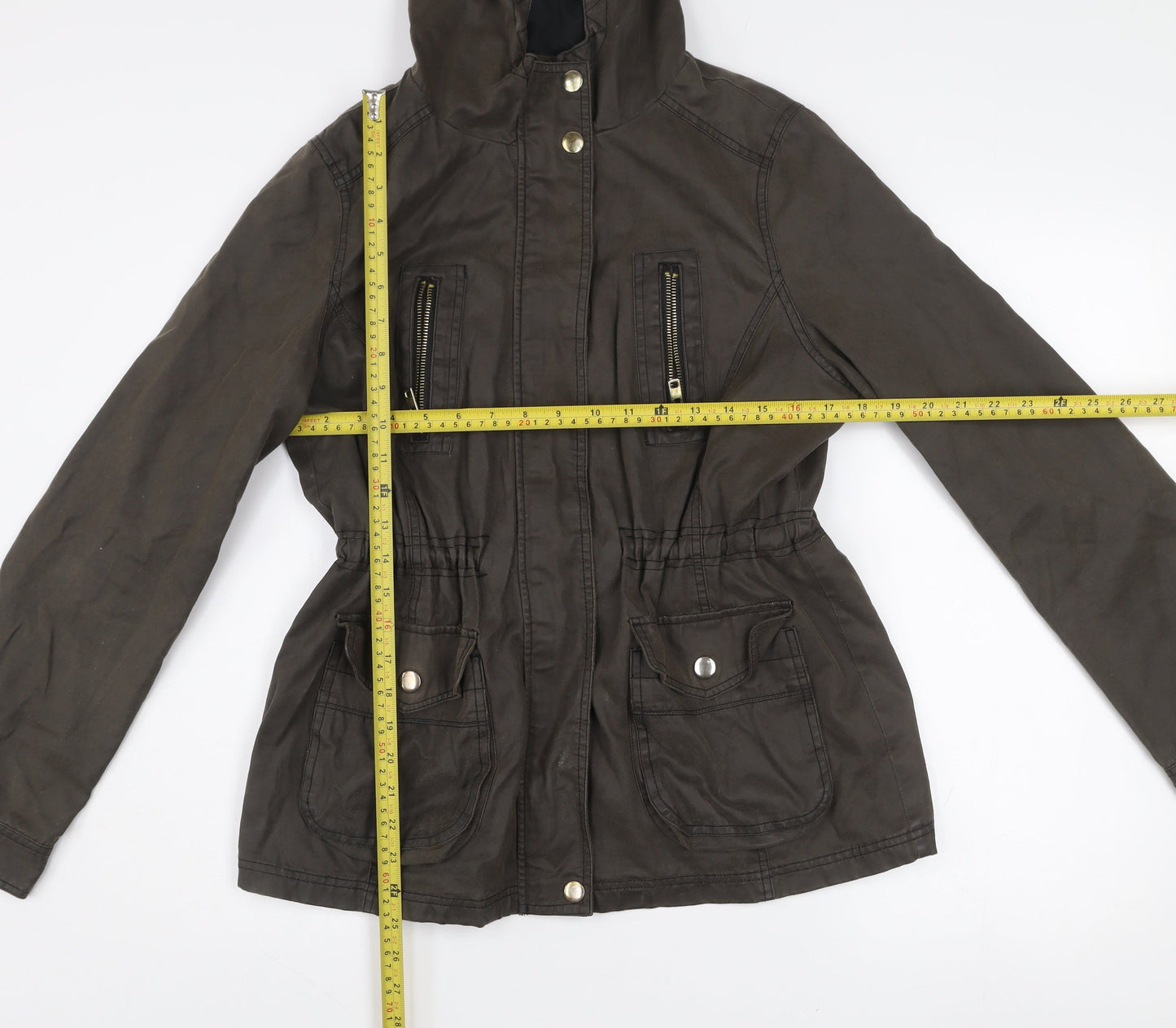 New Look Women's Brown Hooded Parka Jacket Size 10 Cotton Blend