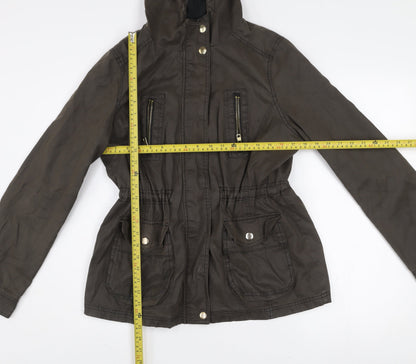 New Look Women's Brown Hooded Parka Jacket Size 10 Cotton Blend
