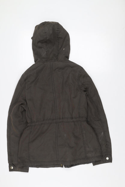 New Look Women's Brown Hooded Parka Jacket Size 10 Cotton Blend