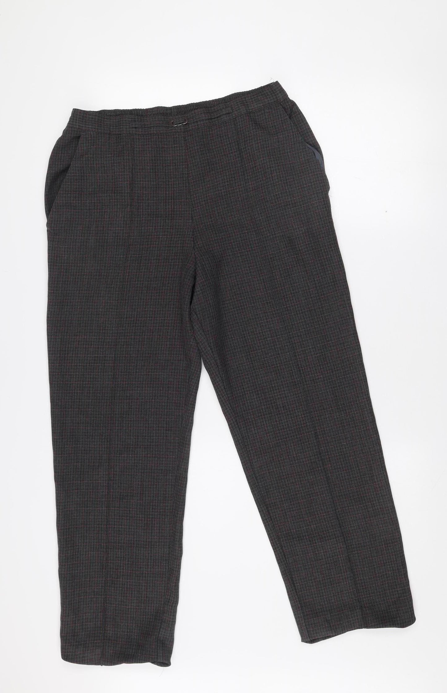 Marks and Spencer Women's Black Check Regular Fit Trousers Size 4 Short