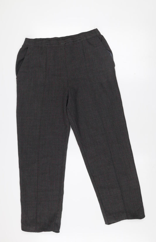 Marks and Spencer Women's Black Check Regular Fit Trousers Size 4 Short