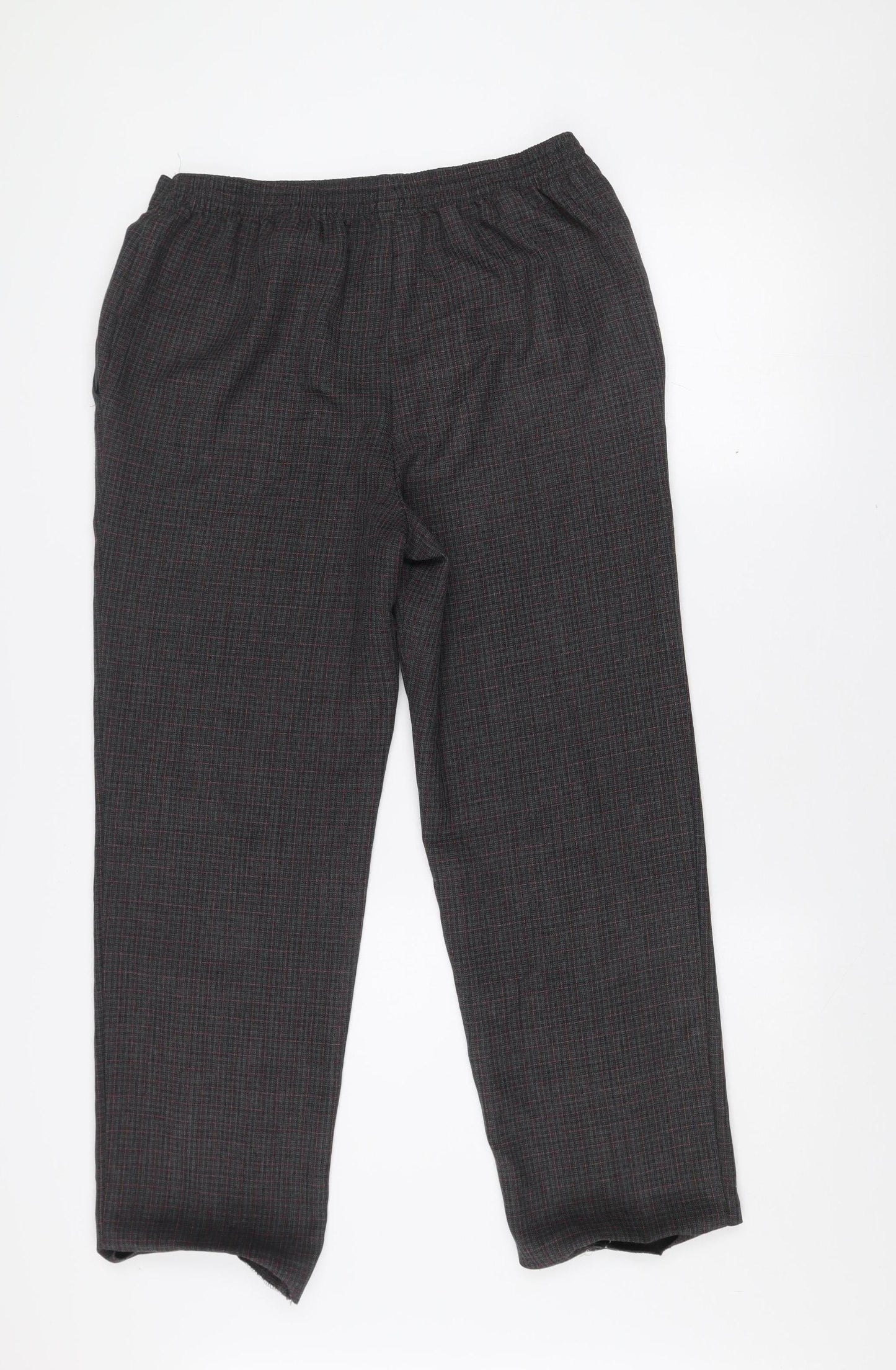 Marks and Spencer Women's Black Check Regular Fit Trousers Size 4 Short