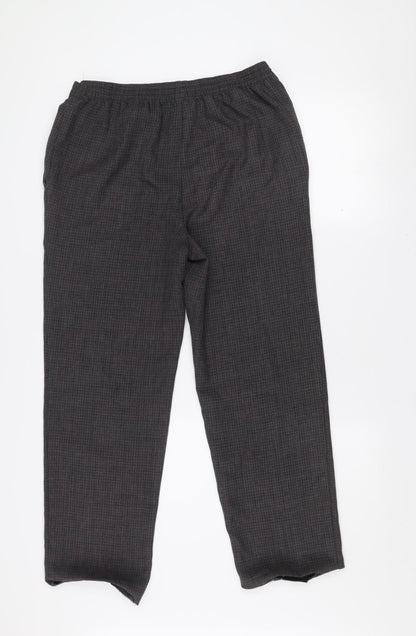 Marks and Spencer Women's Black Check Regular Fit Trousers Size 4 Short