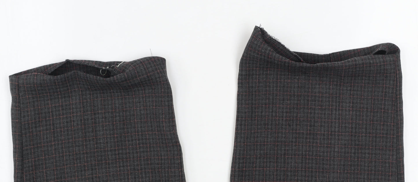 Marks and Spencer Women's Black Check Regular Fit Trousers Size 4 Short