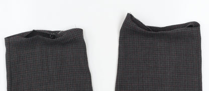 Marks and Spencer Women's Black Check Regular Fit Trousers Size 4 Short