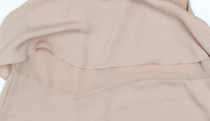 Zara Women Beige Beaded Collar Sleeveless Chiffon Blouse Size 14