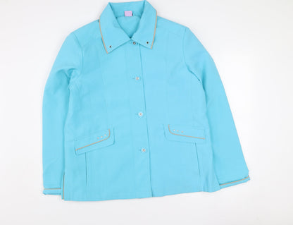 Amalina Women's Blue Size 14 Button-Up Lined Mid-Length Jacket