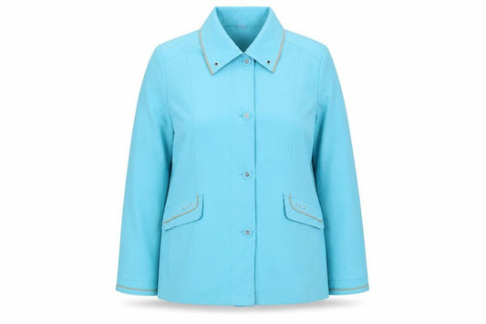 Amalina Women's Blue Size 14 Button-Up Lined Mid-Length Jacket