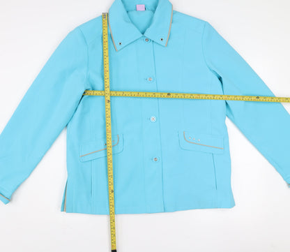 Amalina Women's Blue Size 14 Button-Up Lined Mid-Length Jacket