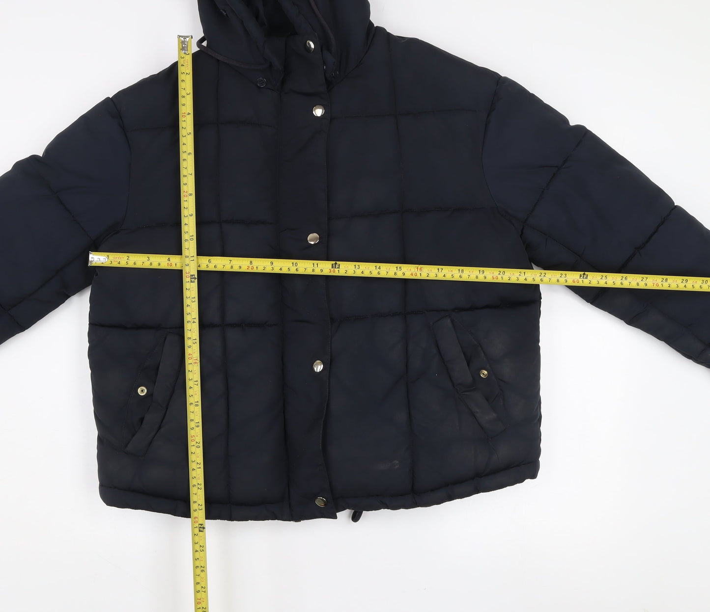 Topshop Women's Blue Puffer Jacket Size 10 Hooded Winter Coat