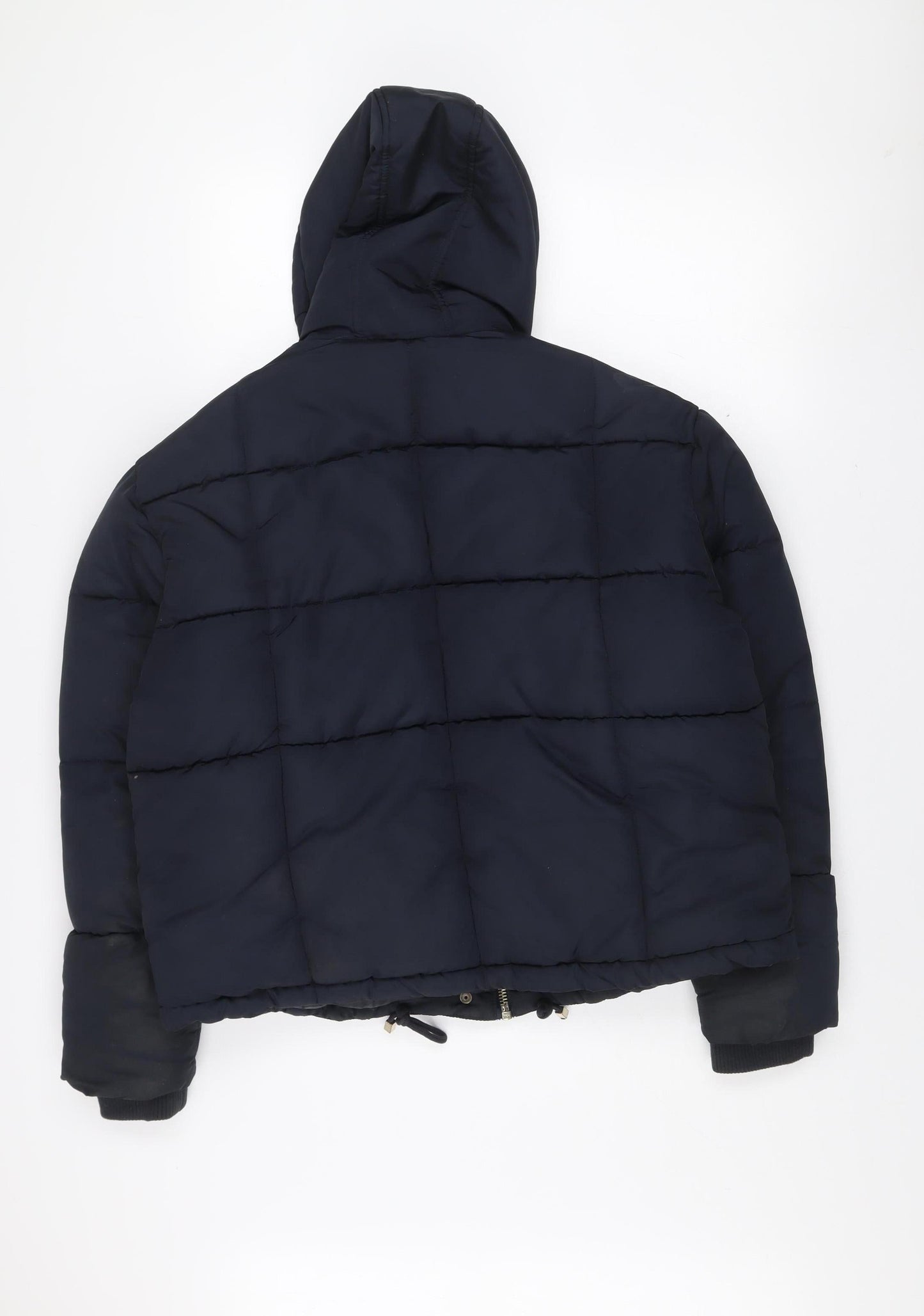 Topshop Women's Blue Puffer Jacket Size 10 Hooded Winter Coat