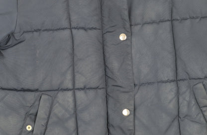 Topshop Women's Blue Puffer Jacket Size 10 Hooded Winter Coat