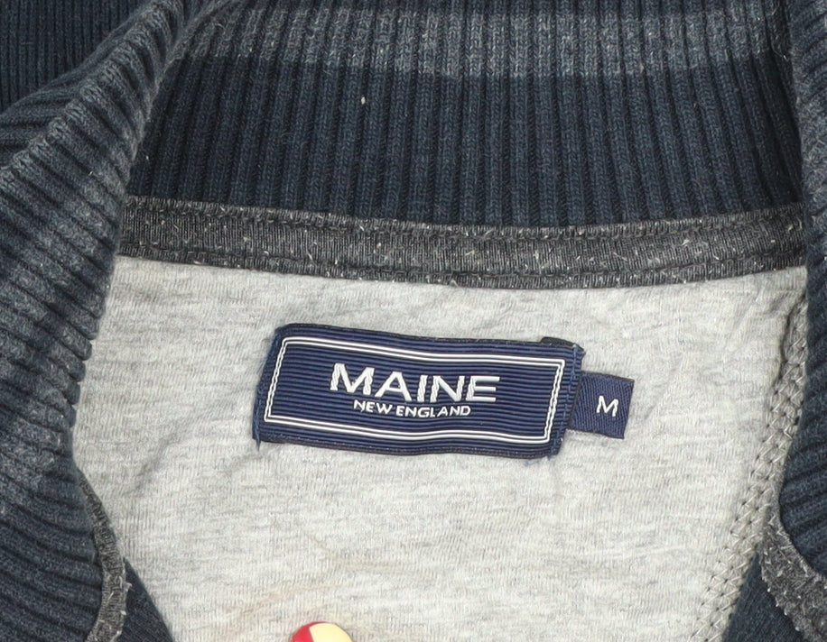 Maine New England Men's Blue 1/2 Zip High Neck Sweatshirt M