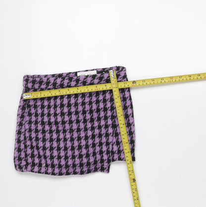 Lefties Girls Purple & Black Houndstooth Bouclé Chino Shorts 5-6 Years