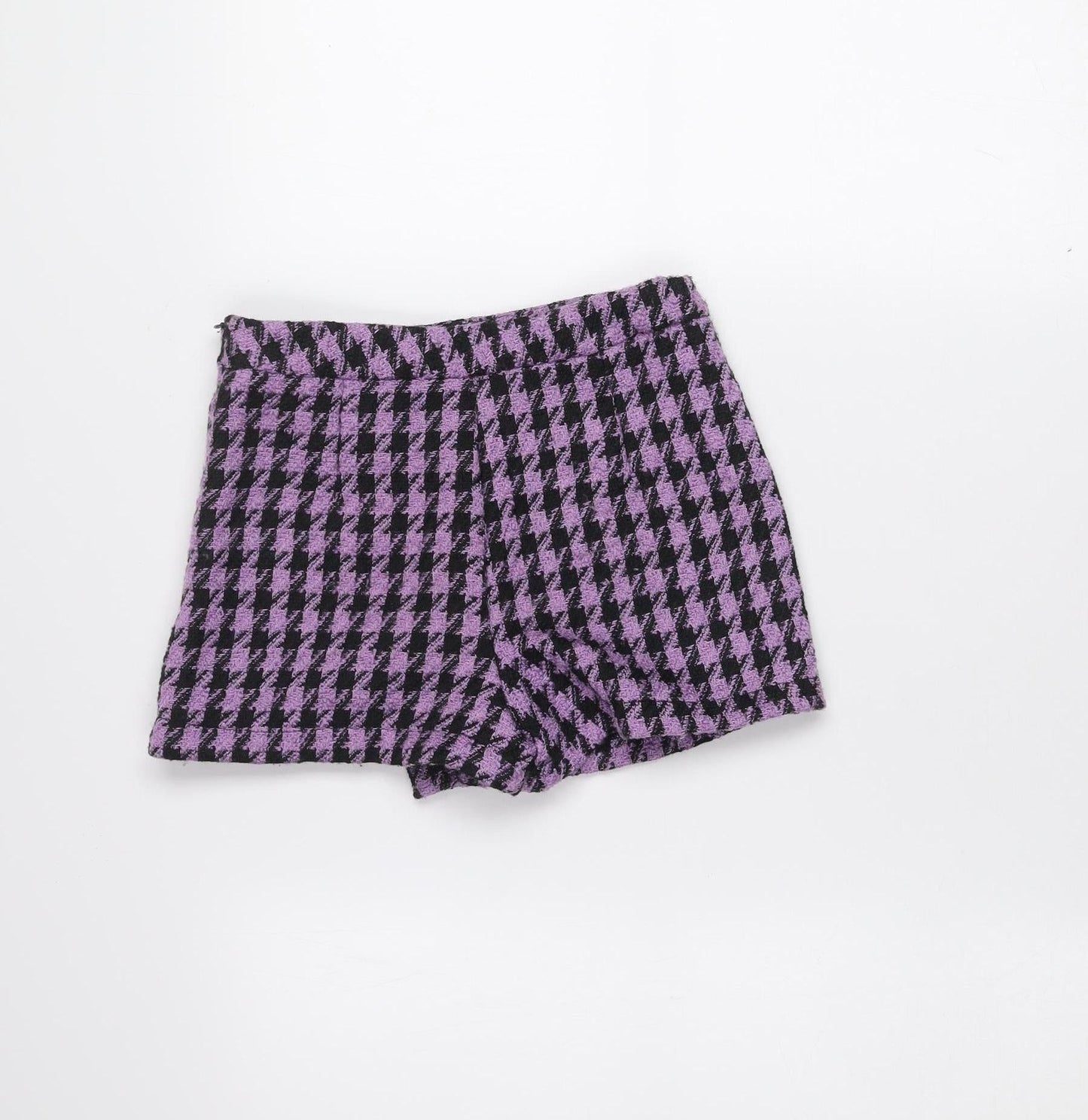 Lefties Girls Purple & Black Houndstooth Bouclé Chino Shorts 5-6 Years