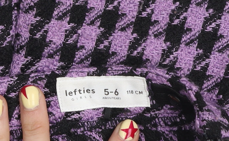 Lefties Girls Purple & Black Houndstooth Bouclé Chino Shorts 5-6 Years