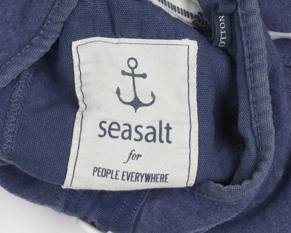 Womens UK Size 12 Seasalt Blue Henley Sweatshirt