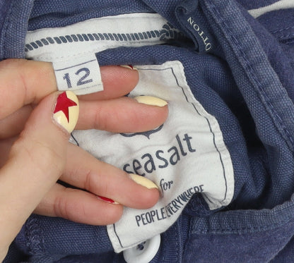 Womens UK Size 12 Seasalt Blue Henley Sweatshirt