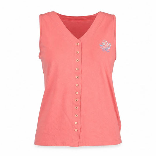 Paramour Women’s Pink Sleeveless Embroidered Button Blouse L