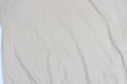 Couture Beige Short Sleeve Crew Neck Pullover Sweatshirt Women M