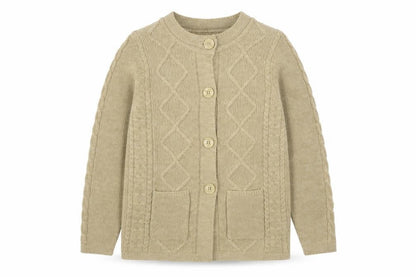 Tea Lane Women Beige Cable-Knit Wool Blend Cardigan Size S