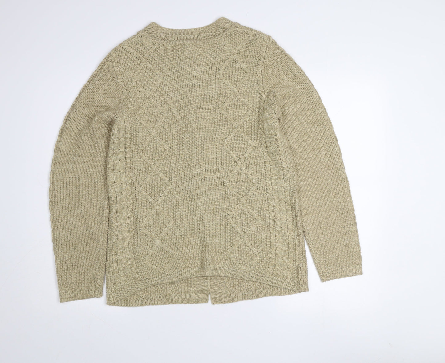 Tea Lane Women Beige Cable-Knit Wool Blend Cardigan Size S
