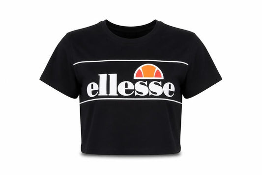 Womens UK Size 4 ellesse Black Cropped T-Shirt