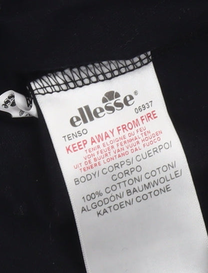 Ellesse Womens Black Cropped T-Shirt UK 4 Short Sleeve Cotton