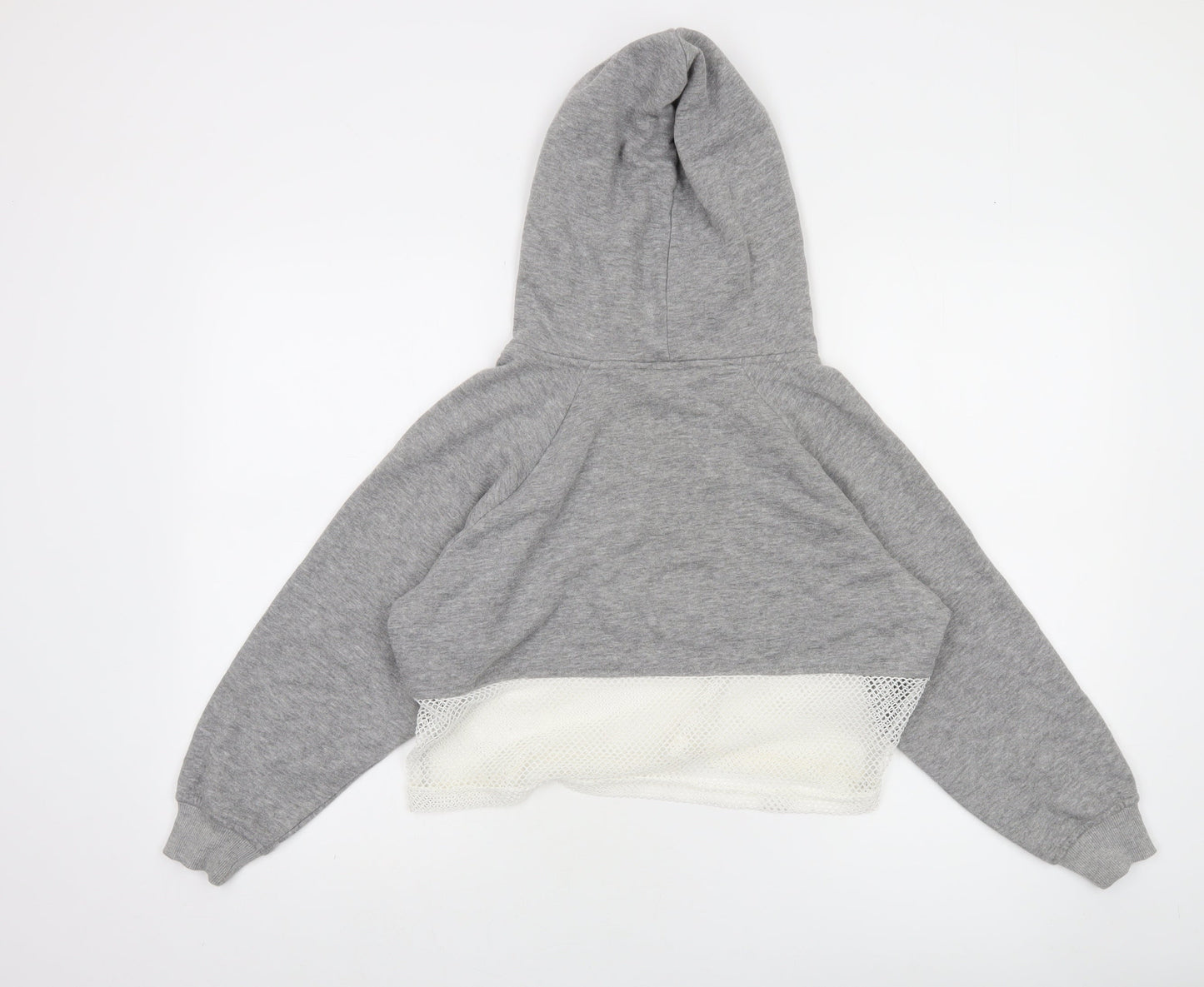 Nicce London Women's Grey Cropped Hoodie Mesh Hem Size S