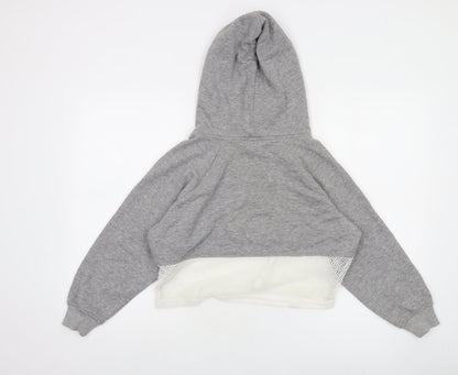 Nicce London Women's Grey Cropped Hoodie Mesh Hem Size S