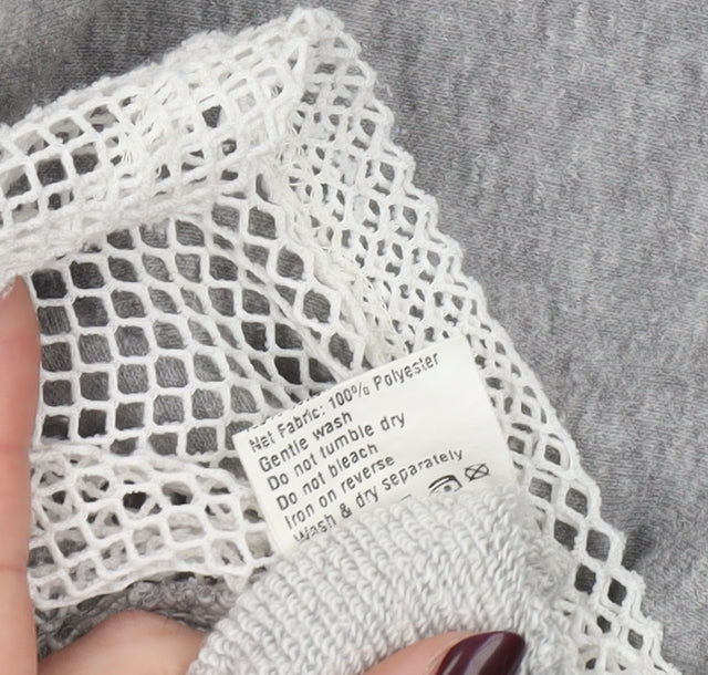 Nicce London Women's Grey Cropped Hoodie Mesh Hem Size S
