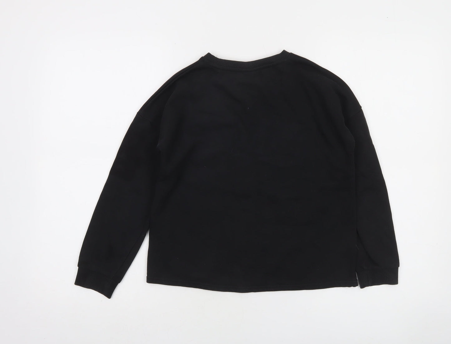 Disney Tu Girls Black Stitch & Angel Sweatshirt 9 Years Cotton Blend