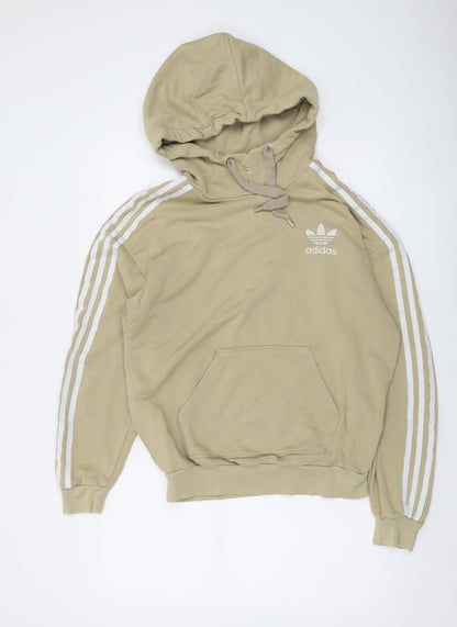 Adidas Women Beige Pullover Hoodie Size 12 Cotton Blend