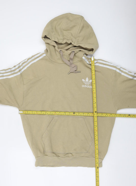 Adidas Women Beige Pullover Hoodie Size 12 Cotton Blend