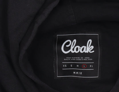 Cloak Mens Black Pullover Hoodie L Fleece Cotton Regular Fit