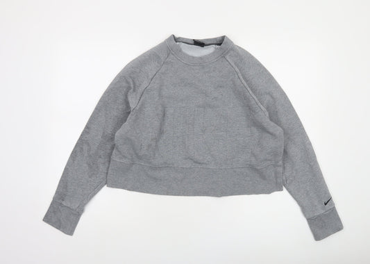 Nike Womens Grey Dri-FIT Pullover Sweatshirt Medium Athletic Fit
