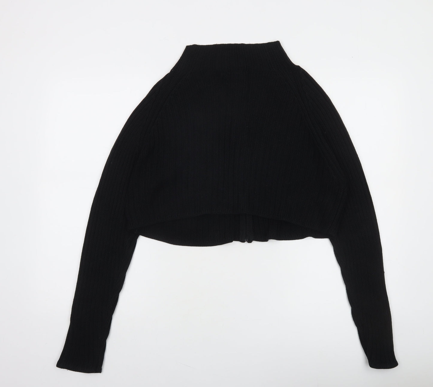 Fransa Women's Black Full Zip Ribbed Knit Jumper XL