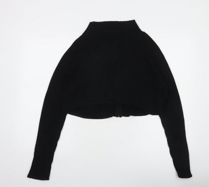Fransa Women's Black Full Zip Ribbed Knit Jumper XL