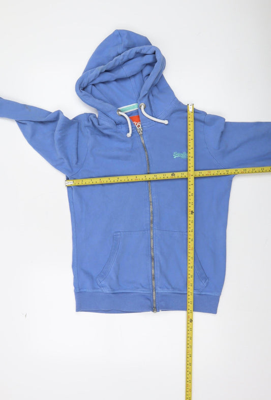 Superdry Women's Blue Full Zip Hoodie L 100% Cotton Casual