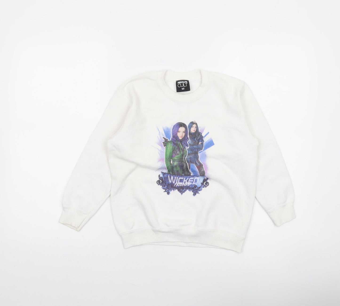 Absolute Cult Girls White Wicked Friends Graphic Pullover Sweatshirt M