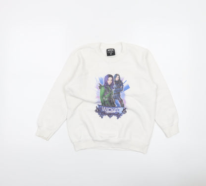 Absolute Cult Girls White Wicked Friends Graphic Pullover Sweatshirt M