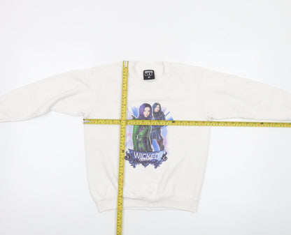 Absolute Cult Girls White Wicked Friends Graphic Pullover Sweatshirt M