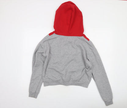 Stranger Things Grey Red XS Women's Hoodie Netflix Half Zip Cotton Blend