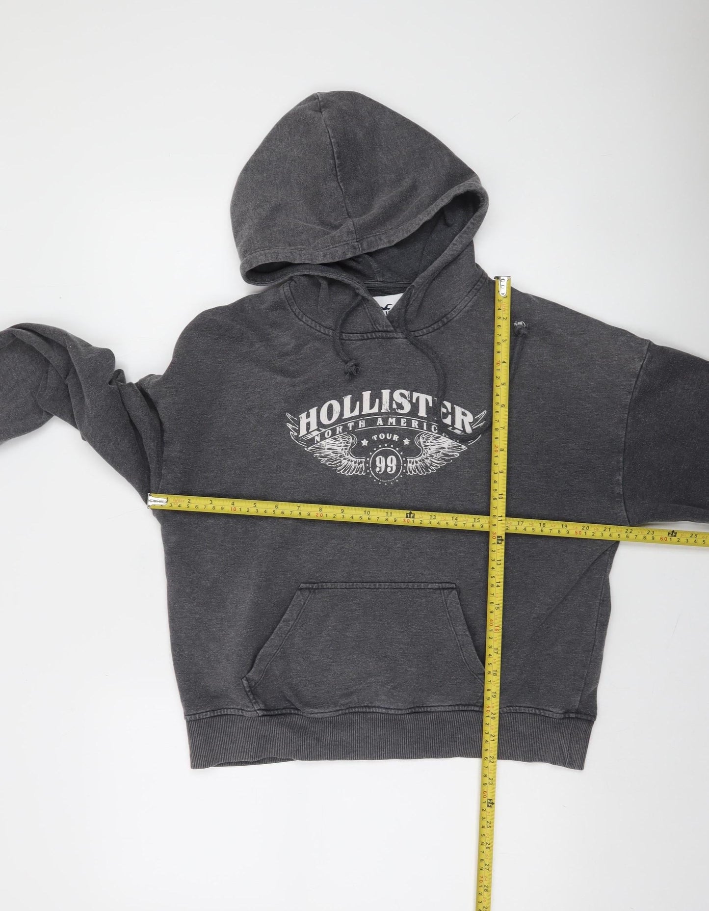 Hollister Women’s Dark Grey Small Pullover Hoodie with Logo Print